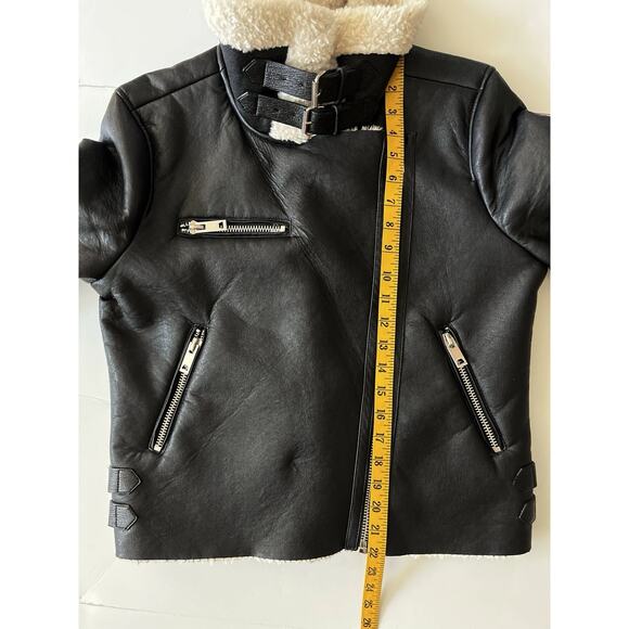 BLANK NYC Moto Jacket Women S Black Faux Leather White Faux Fur Full Zipper - Picture 8 of 12